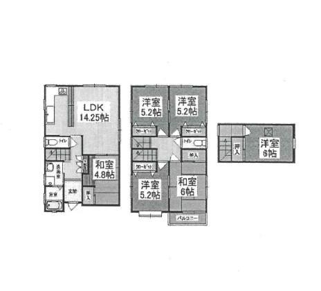 Floor plan. 18.5 million yen, 6LDK, Land area 68.04 sq m , Is a floor plan of the building area 95.64 sq m 6LDK