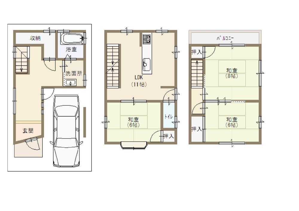 Floor plan. 8.5 million yen, 3LDK, Land area 48.33 sq m , Building area 84.87 sq m