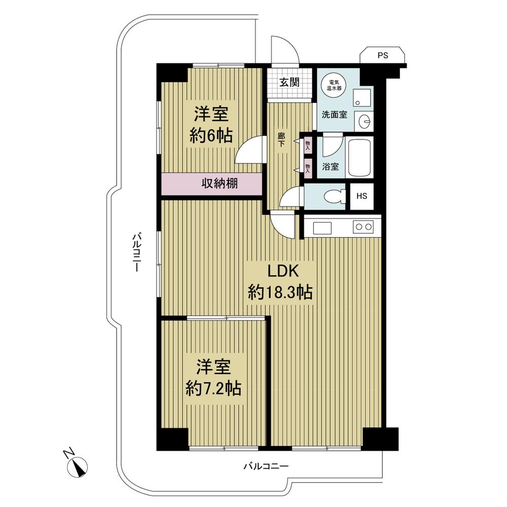 Floor plan. 2LDK, Price 9.8 million yen, Footprint 70.4 sq m , It has been changed to 2LDK from the balcony area 30.13 sq m 3LDK