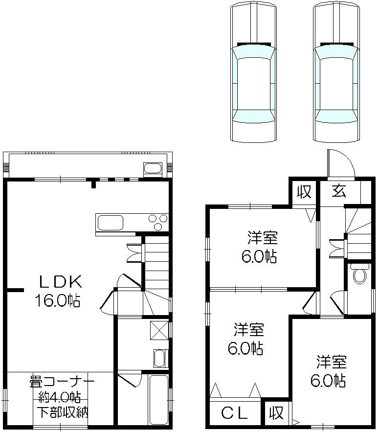 Floor plan. 19,800,000 yen, 3LDK, Land area 80 sq m , Building area 85.5 sq m 3LDK + is a floor plan of the garage two possible parking