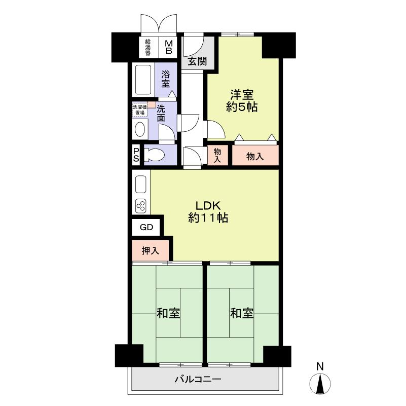 Floor plan. 3LDK, Price 10.3 million yen, Footprint 64.8 sq m , Balcony area 6.48 sq m