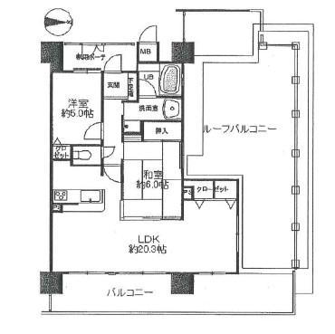 Floor plan. 2LDK, Price 24,800,000 yen, Occupied area 68.09 sq m , Is a floor plan of the balcony area 19.8 sq m 2LDK balcony is very wide