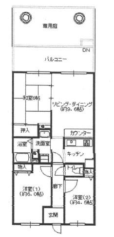 Floor plan. 3LDK, Price 9.7 million yen, Footprint 60.9 sq m , Is a floor plan of the balcony area 10.44 sq m 3LDK