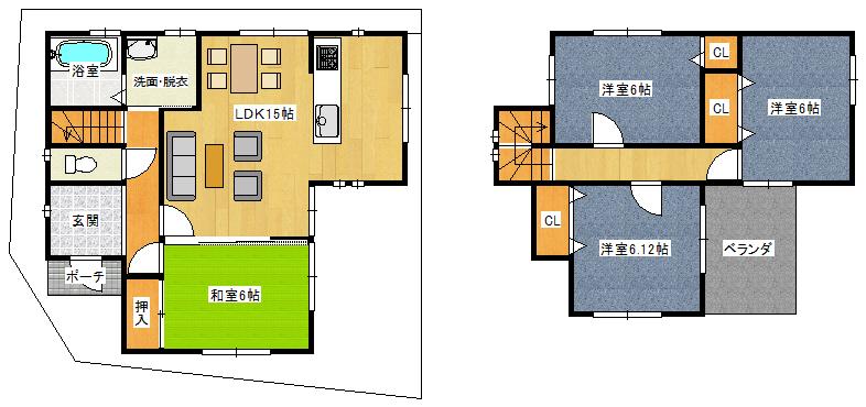 Building plan example (floor plan). Building plan example (No. 1 place) 4LDK, Land price 12,440,000 yen, Land area 85.01 sq m , Building price 16,160,000 yen, Building area 92.13 sq m