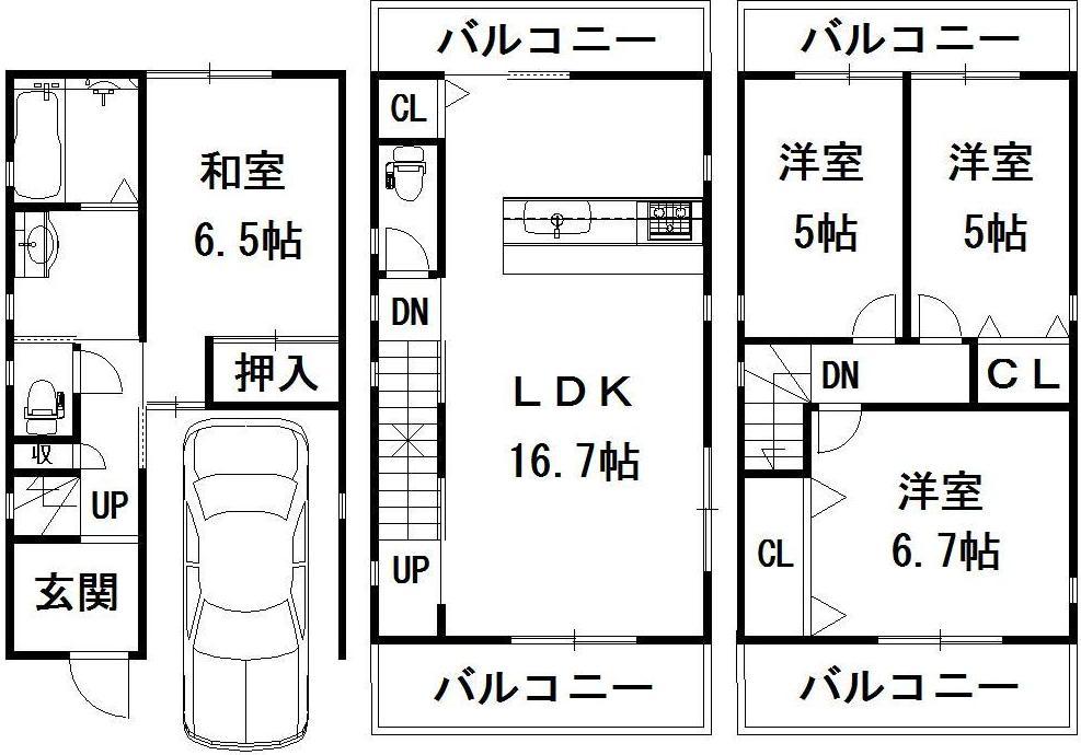 Floor plan. 25,800,000 yen, 4LDK, Land area 61.08 sq m , Building area 93.96 sq m ☆ Day good two-sided balcony