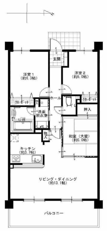 Floor plan. 3LDK, Price 29,800,000 yen, Occupied area 71.82 sq m , Balcony area 13 sq m