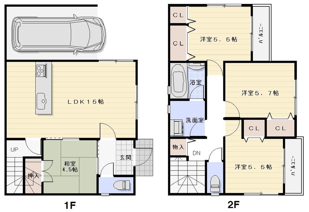Floor plan. 24,800,000 yen, 4LDK, Land area 91.27 sq m , Building area 109.35 sq m