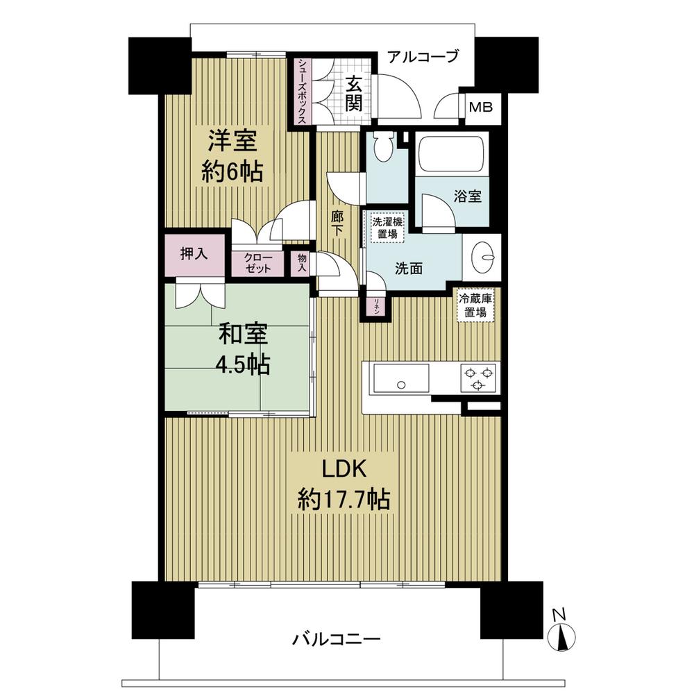 Floor plan. 2LDK, Price 21,800,000 yen, Occupied area 62.47 sq m , We have floor plans change from the balcony area 12.35 sq m 3LDK to 2LDK