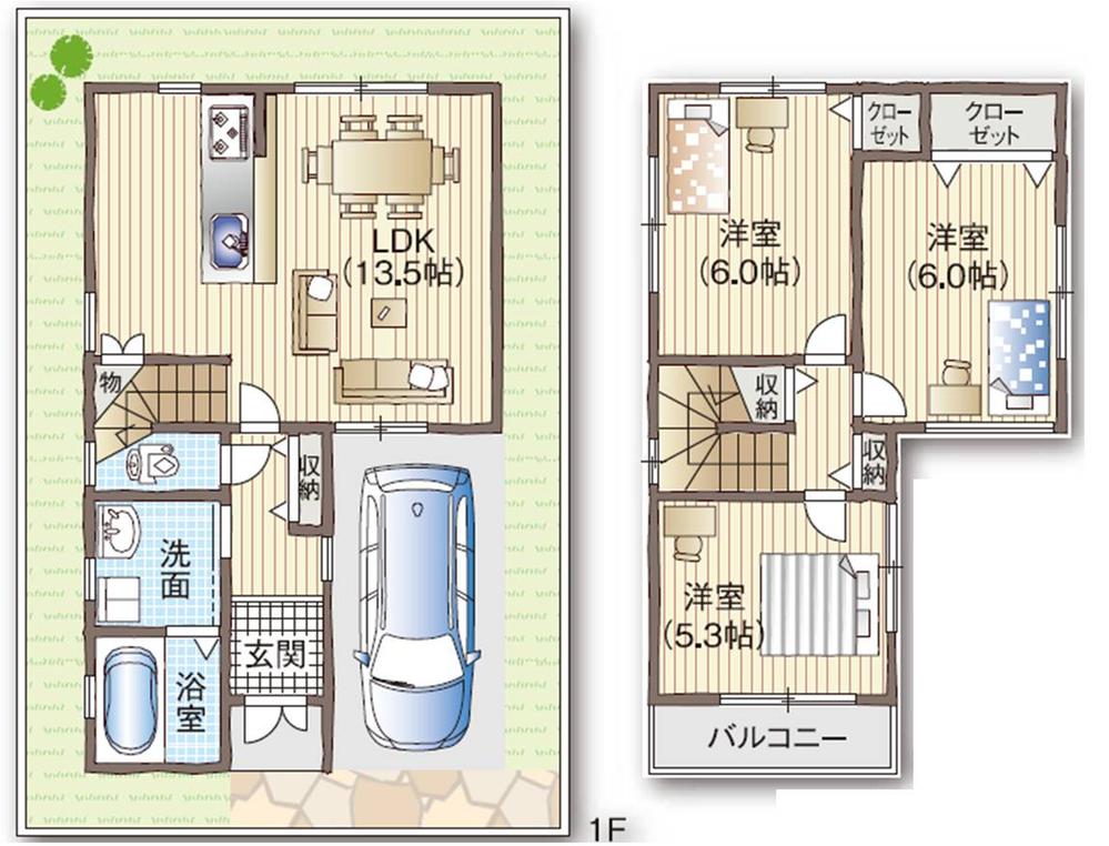 Floor plan. Price 21,800,000 yen, 3LDK, Land area 69.44 sq m , Building area 74.11 sq m