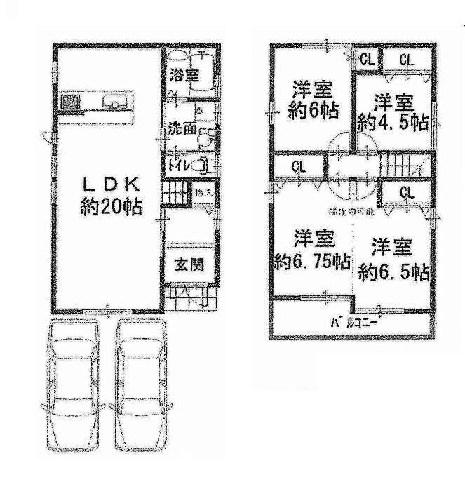 Floor plan. 26,800,000 yen, 4LDK, Land area 92.49 sq m , Building area 90 sq m ☆ Parking two Allowed! Free plan possible