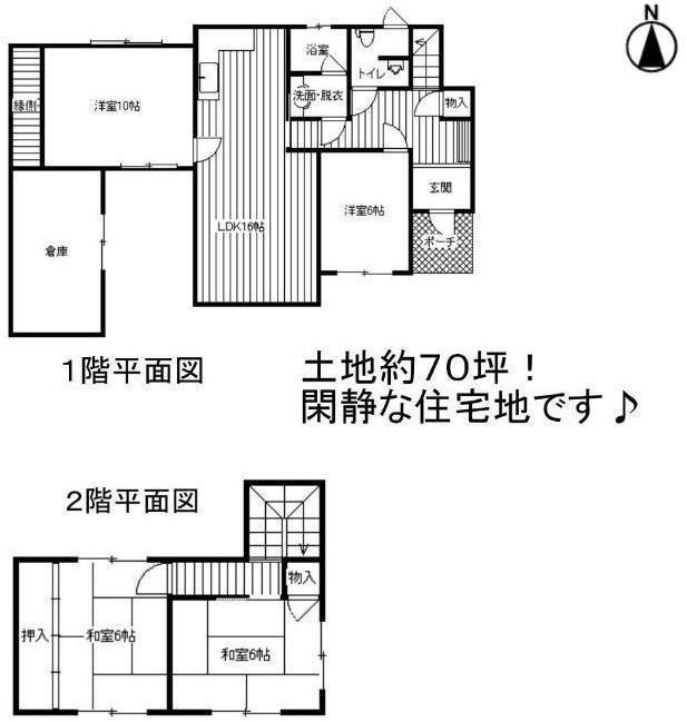Floor plan. 32,500,000 yen, 4LDK, Land area 231.38 sq m , This spacious floor plan of the building area 140.66 sq m spacious grounds unique. (All room is facing the south)