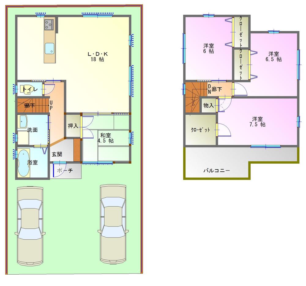 Building plan example (floor plan). Building plan example (No. 3 locations) 4LDK, Land price 26.2 million yen, Land area 113.06 sq m , Building price 17.3 million yen, Building area 95.58 sq m