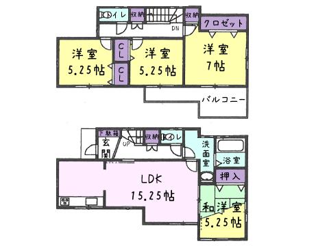 Floor plan. 36,800,000 yen, 4LDK, Land area 97.52 sq m , Building area 96.47 sq m