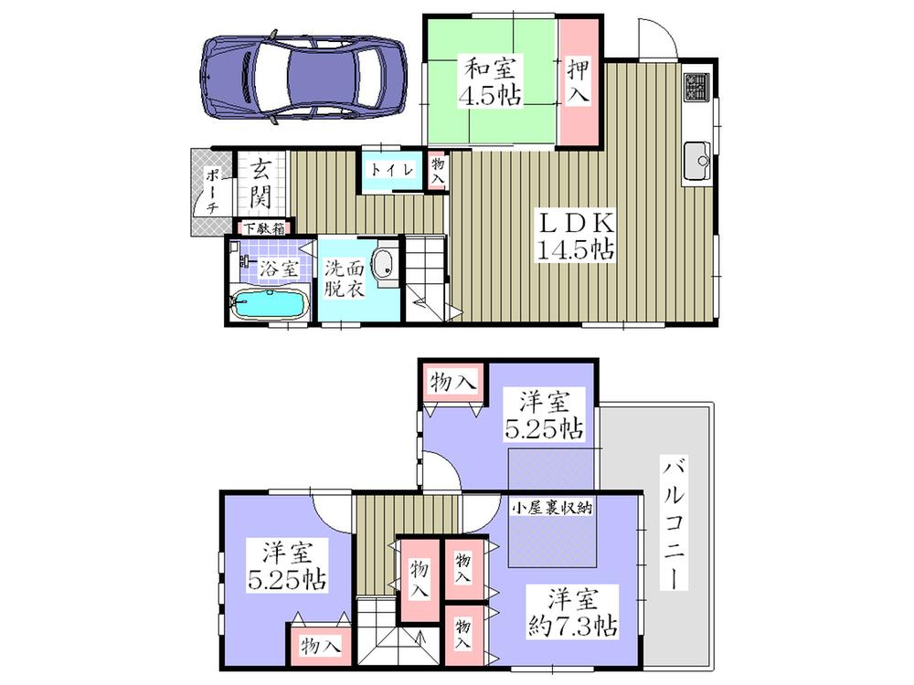 Floor plan. 27.5 million yen, 4LDK, Land area 84.61 sq m , Building area 91.08 sq m