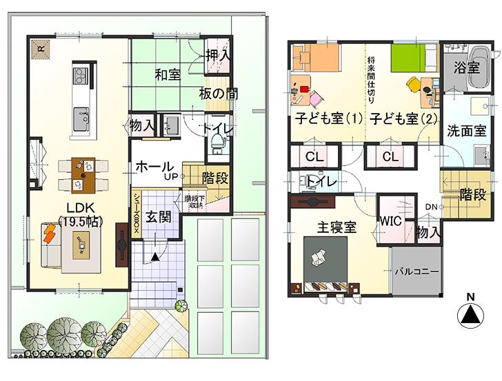Floor plan.  [No. 1 destination] So we have drawn on the basis of the Plan view] drawings, Plan and the outer structure ・ Planting, such as might actually differ slightly from.  Also, It is such as furniture not included in the price. (WIC = walk-in closet)