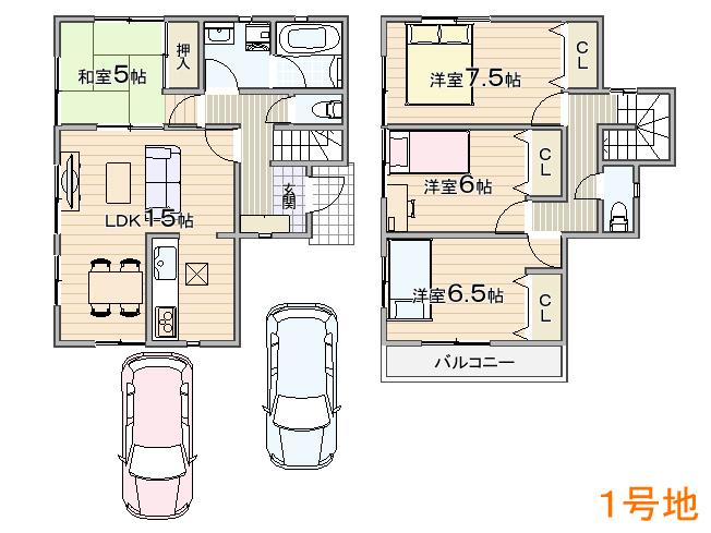 Floor plan. (No. 1 point), Price 26.5 million yen, 4LDK, Land area 125.32 sq m , Building area 94.77 sq m