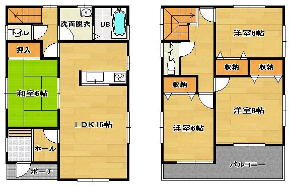 Floor plan. 17,480,000 yen, 4LDK, Land area 196.93 sq m , Building area 104.33 sq m