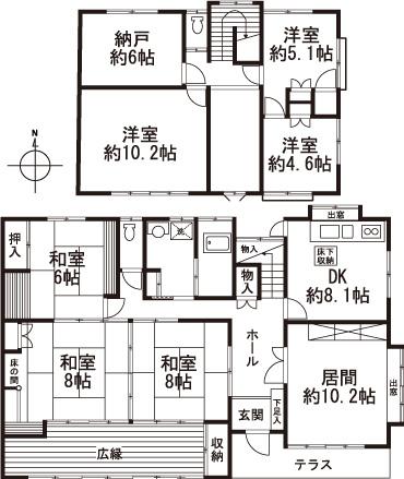 Floor plan. 12 million yen, 6LDK + S (storeroom), Land area 497.49 sq m , Building area 182.7 sq m