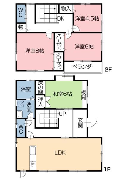 Floor plan. 24,800,000 yen, 4LDK, Land area 225.64 sq m , Building area 126.34 sq m