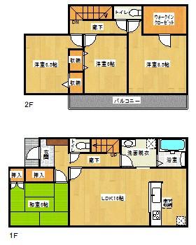 Floor plan. 17,980,000 yen, 4LDK, Land area 205.69 sq m , Building area 105.99 sq m floor plan