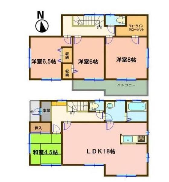 Floor plan. 15,980,000 yen, 4LDK, Land area 205.69 sq m , Building area 105.99 sq m