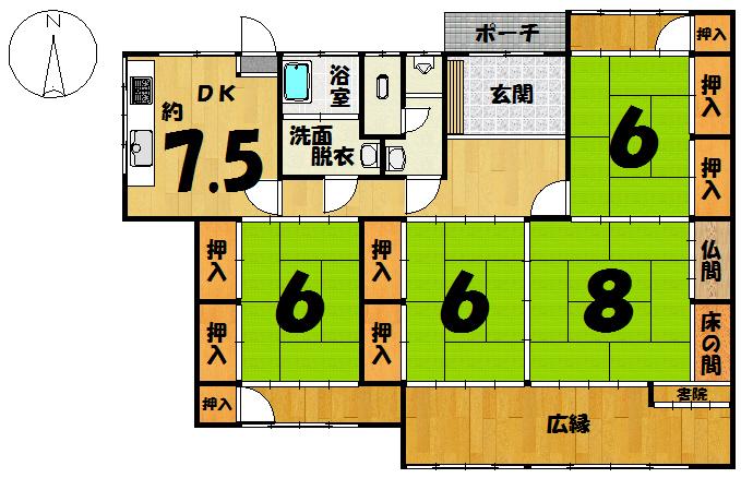 Floor plan. 12.5 million yen, 4DK, Land area 358.15 sq m , Building area 121.05 sq m
