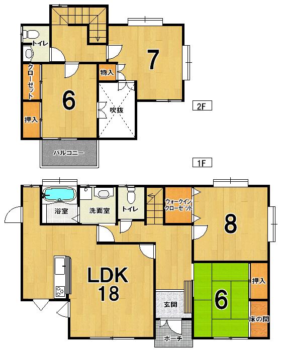 Floor plan. 18.4 million yen, 4LDK + S (storeroom), Land area 260.56 sq m , Building area 140 sq m