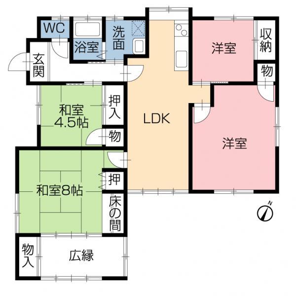 Floor plan. 14.9 million yen, 4LDK, Land area 257.25 sq m , It was floor plan changes to the building area 105.29 sq m 4LDK. 