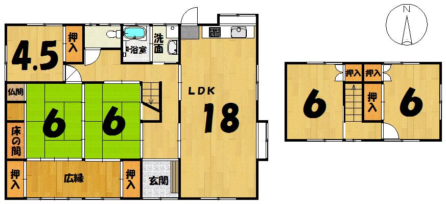 Floor plan. 12.8 million yen, 6LDK, Land area 266.8 sq m , Building area 131.65 sq m
