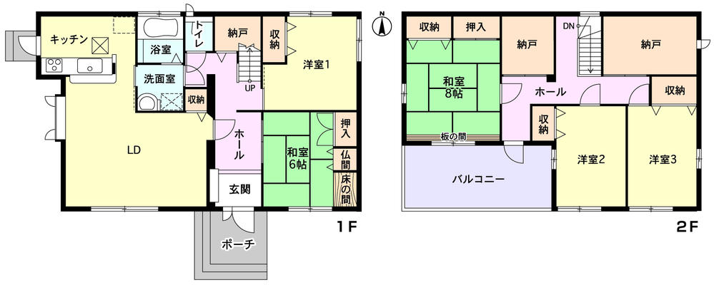 Floor plan. 25,950,000 yen, 5LDK + 2S (storeroom), Land area 297.53 sq m , Large closet in the building area 113.97 sq m 2 floor is 2 rooms equipped