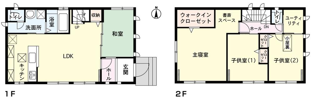 Floor plan. 20.5 million yen, 4LDK, Land area 277.58 sq m , Building area 107.88 sq m 1F LDK: about 17 Pledge Japanese-style room: about 5.5 Pledge 2F Bedrooms: about 11 Pledge Western-style: about 6 Pledge Western-style: about 6 Pledge