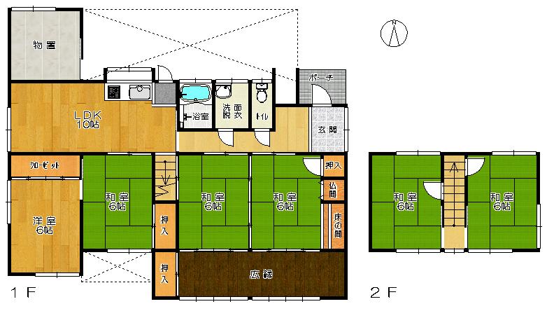 Floor plan. 12.6 million yen, 6LDK, Land area 226.64 sq m , Building area 66.78 sq m