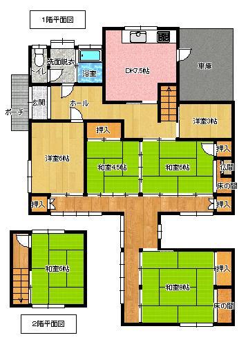 Floor plan. 10 million yen, 5DK, Land area 215.99 sq m , Building area 89.23 sq m