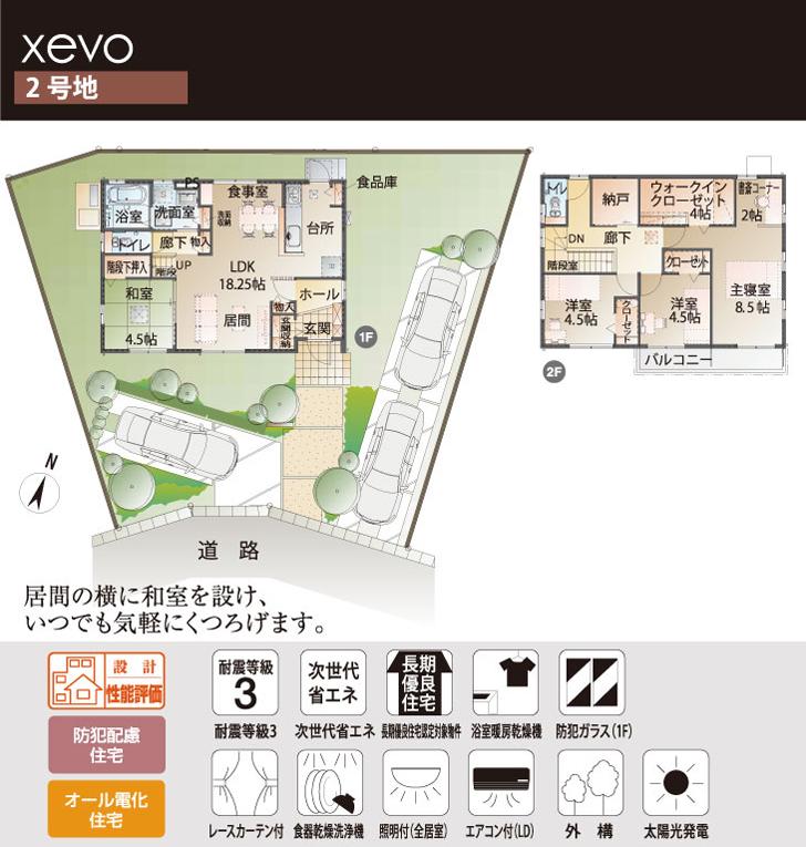 Floor plan.  [No. 2 place] So we have drawn on the basis of the Plan view] drawings, Plan and the outer structure ・ Planting, such as might actually differ slightly from.  Also, furniture ・ Car, etc. are not included in the price.