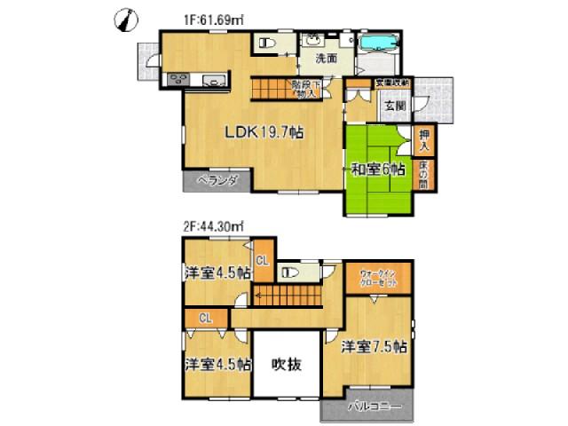 Floor plan. 31,800,000 yen, 4LDK, Land area 200.01 sq m , Building area 105.99 sq m
