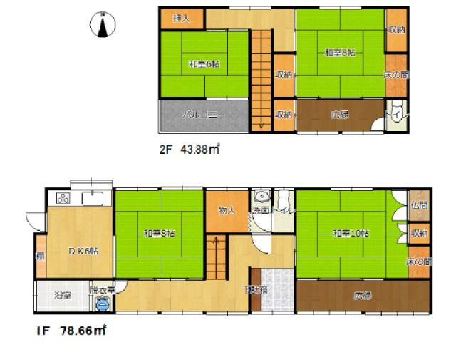 Floor plan. 9.5 million yen, 4DK, Land area 163.43 sq m , Building area 122.54 sq m