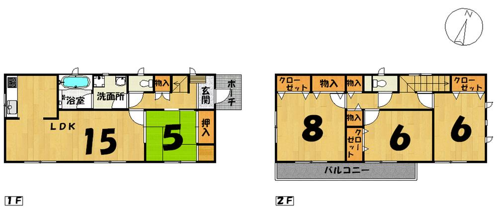 Floor plan. (Building 2), Price 18,800,000 yen, 4LDK, Land area 211.13 sq m , Building area 97.2 sq m