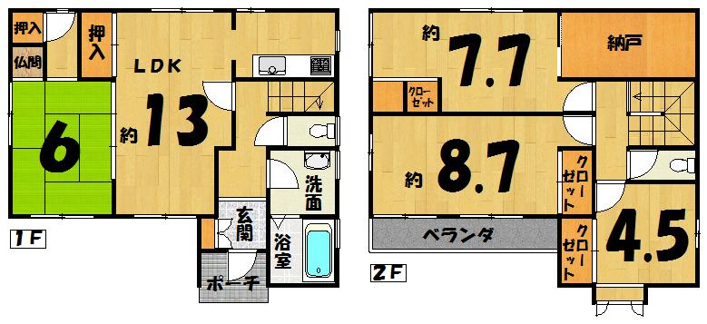 Floor plan. 19,980,000 yen, 4LDK, Land area 307.96 sq m , Building area 153.94 sq m