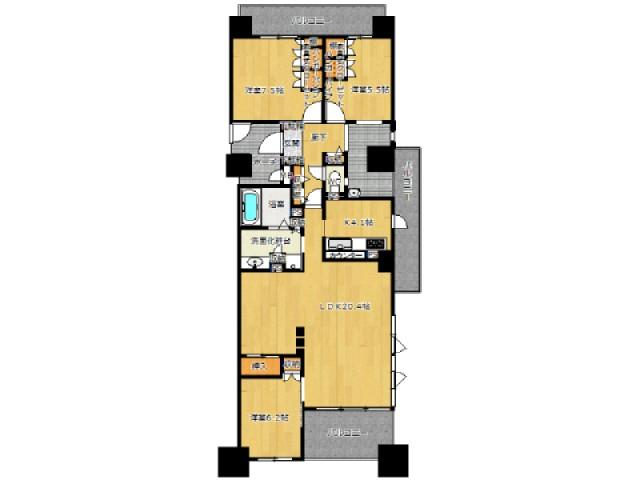 Floor plan. 3LDK, Price 27,800,000 yen, Occupied area 98.75 sq m , Balcony area 23.21 sq m