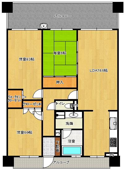 Floor plan. 3LDK, Price 17,900,000 yen, Footprint 82 sq m , Balcony area 18.45 sq m