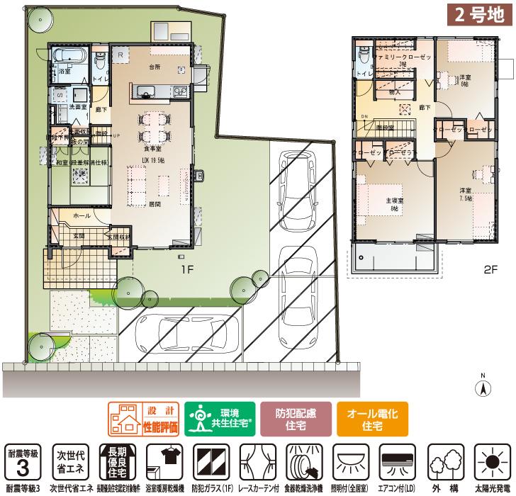 Floor plan.  [No. 2 place]  ※ Plan and Exterior therefore are drawn with reference to the accompanying drawings ・ For planting, In fact and it may be slightly different. Also, furniture ・ Consumer electronics ・ Car, etc. are not included in the price.