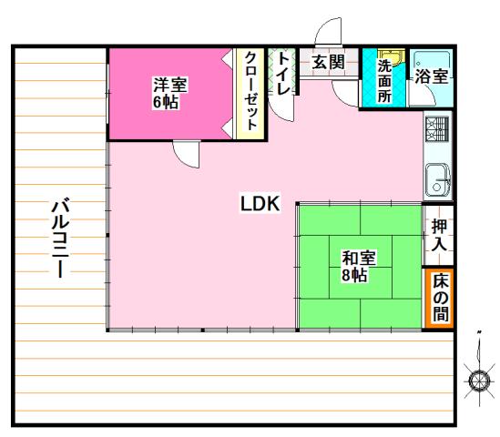 Floor plan. 2LDK, Price 21 million yen, Footprint 74.7 sq m , Balcony area 60.52 sq m