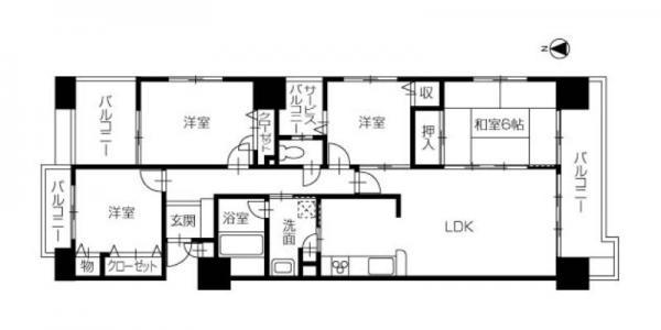 Floor plan. 4LDK, Price 16.5 million yen, Occupied area 80.22 sq m sunny 4LDK