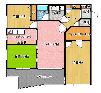 Floor plan. 3LDK, Price 11 million yen, Occupied area 77.99 sq m , Balcony area 12 sq m