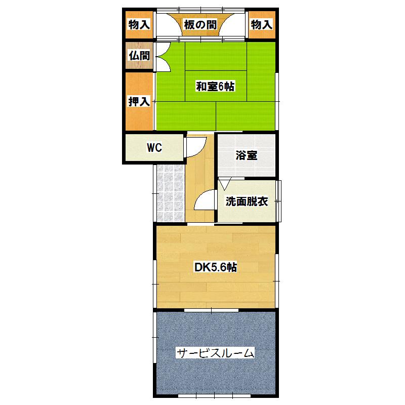 Floor plan. 6 million yen, 2DK + S (storeroom), Land area 89.42 sq m , Building area 47.2 sq m