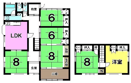 Floor plan. 13.8 million yen, 6DK, Land area 427.69 sq m , Building area 156.39 sq m