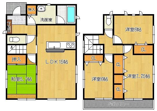 Floor plan. 17.8 million yen, 4LDK, Land area 160.21 sq m , Building area 97.19 sq m