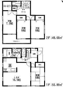 Floor plan. 17,980,000 yen, 4LDK, Land area 132.82 sq m , It is a building area of ​​105.57 sq m 4LDK