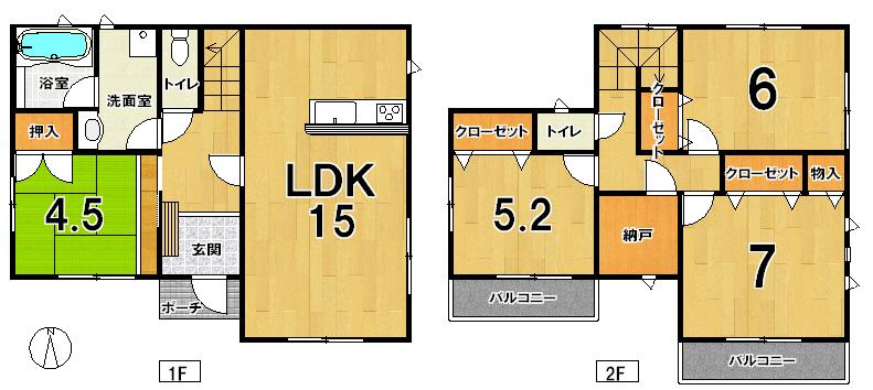 Floor plan. Price 18,800,000 yen, 4LDK+S, Land area 199.92 sq m , Building area 96.39 sq m