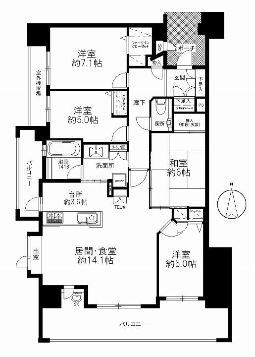 Floor plan. 4LDK, Price 21,800,000 yen, Occupied area 90.94 sq m , Balcony area 20.03 sq m